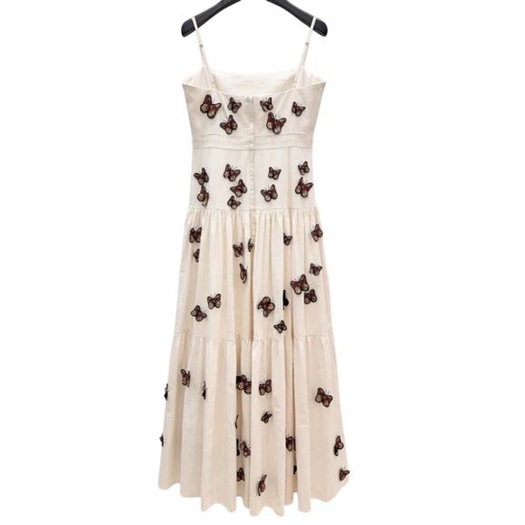 Agua By Agua Bendita Lima Embroidered Butterfly Linen Maxi Dress M - Picture 9 of 16